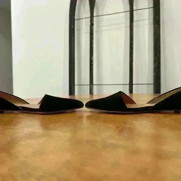 J Crew black suede leather d’orsay flat slip on shoes sz 7 - Picture 2 of 5